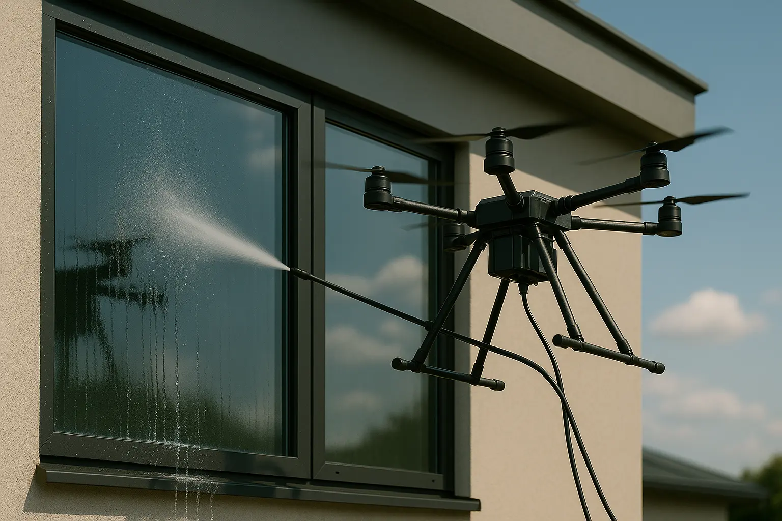 Glasreinigen met een drone